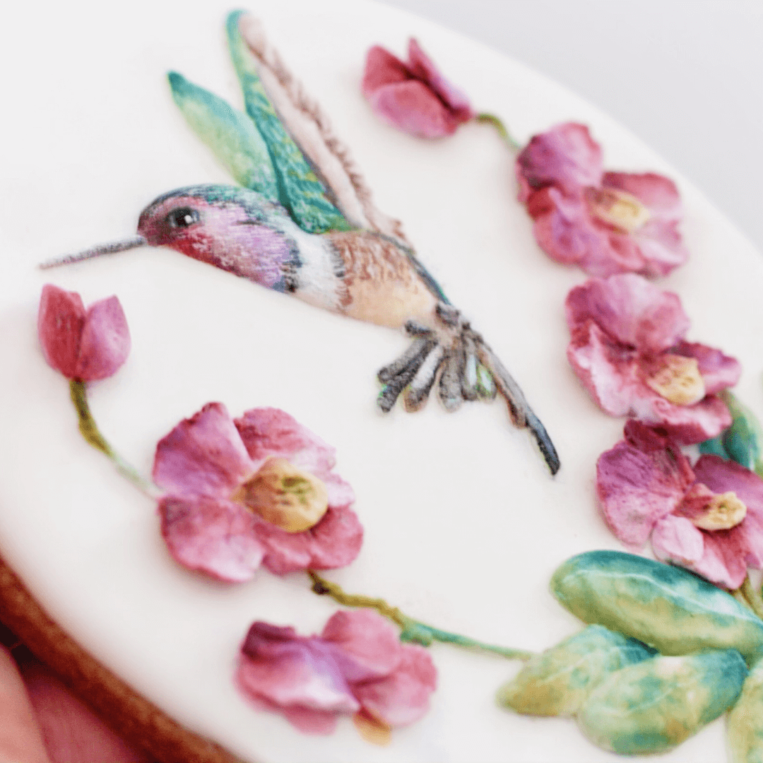 ORCHIDS AND HUMMINGBIRDS-ONLINE COOKIEDECORATING CLASS1